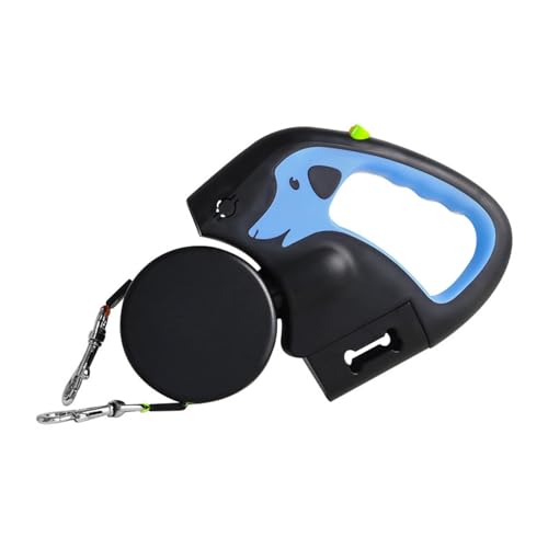 Poo4kark Pet Aufladbare beleuchtete Doppel-Rollleine für Zwei Hunde, 360° drehbarer Gurt 3 m Langer Rollgurt mit komfortablem ergonomischem, für kleine mittelgroße Hunde (Blue, A) von Poo4kark