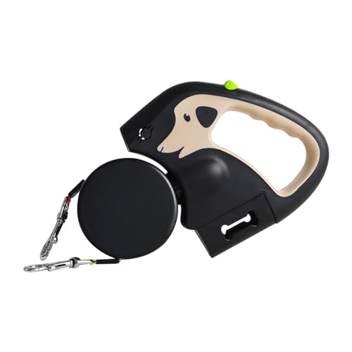 Poo4kark Pet Aufladbare beleuchtete Doppel-Rollleine für Zwei Hunde, 360° drehbarer Gurt 3 m Langer Rollgurt mit komfortablem ergonomischem, für kleine mittelgroße Hunde (Khaki, A) von Poo4kark