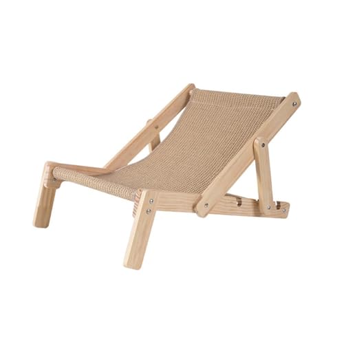 Poo4kark Pet Celerypets Katzenliegestuhl, 2-in-1, Faltbarer Sisalstuhl für den Innenbereich, 4-Fach Verstellbarer Katzenkratzbaum, Sisalbett für kleine mittelgroße Katzen (Beige, 51cm) von Poo4kark