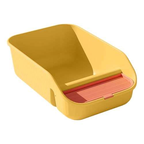 Poo4kark Pet Extra große Katzentoilette, geschlossene, hoch offene Haustiertoilette für Katzen Hunde, langlebiger Kunststoff, für den Innen- Außenbereich (Yellow, 50x32x5cm) von Poo4kark