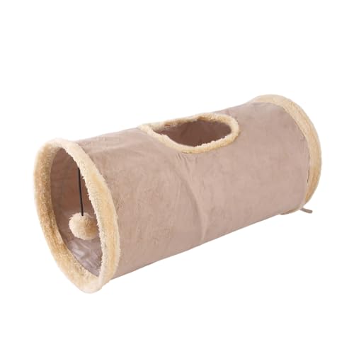 Poo4kark Pet Faltbarer Katzentunnel, geeignet für den Innenbereich. Tragbarer Katzenspieltunnel mit Löchern, geeignet zum Spielen für Katzen, Frettchen Kaninchen (Khaki, 31x29x2cm) von Poo4kark