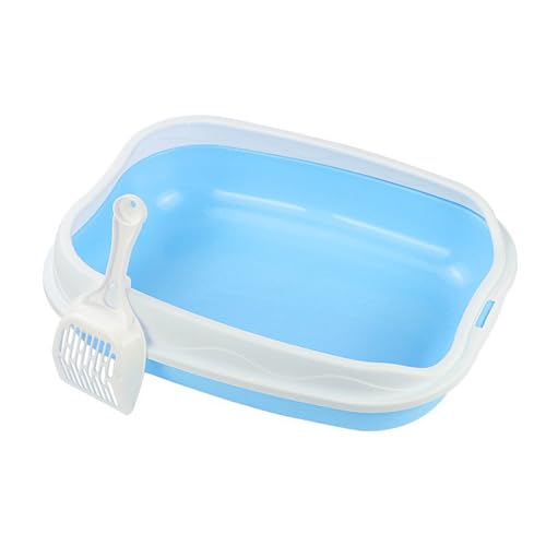 Poo4kark Pet Große Katzentoilette mit hohen Seiten, geschlossener Sichtschutzhaube, Einstieg von Oben, Geruchskontrolle, antihaftbeschichtete Unterseite, für Hauskatzen (Light Blue, 39x31x10cm) von Poo4kark