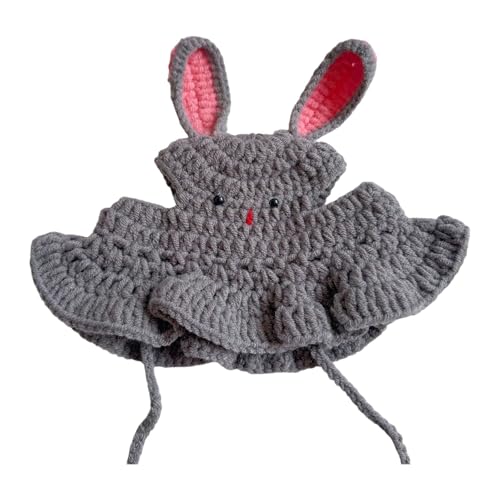 Poo4kark Pet Handgemachte Häkelmütze für Katzen Hunde, weiches, Outdoor-Winteraccessoire, warme Strickmütze für kleine mittelgroße (Light Gray, S) von Poo4kark