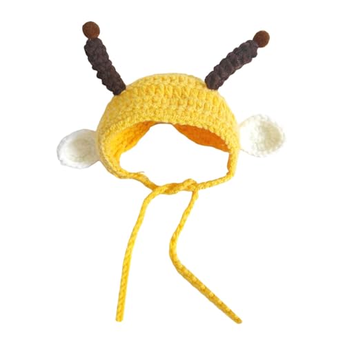Poo4kark Pet Handgewebte Haustierhüte, handgefertigte Haustierhüte, Partykostüme Kopfbedeckungen, Zubehör, geeignete Fotografie-Requisiten für Katzen, Hunde Kleintiere (B, One Size) von Poo4kark