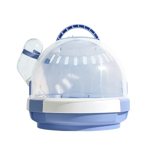 Poo4kark Pet Haustierkäfig, geeignet für Hamster, tragbarer Reisekäfig für Kleintiere mit Wasserflasche, für Ausflüge mit Schweinen (Blue, 17x17x16cm) von Poo4kark