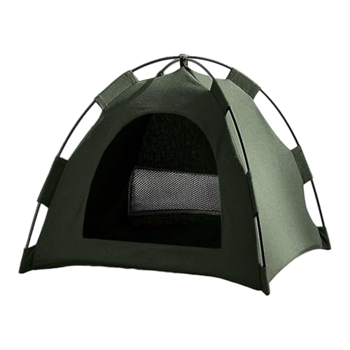 Poo4kark Pet Haustierzelt, faltbar, für Hunde Katzen, für drinnen draußen, waschbares Haustierbett Segeltuch für kleine mittelgroße Hunde Katzen (Dark Green, 40x40x37cm) von Poo4kark