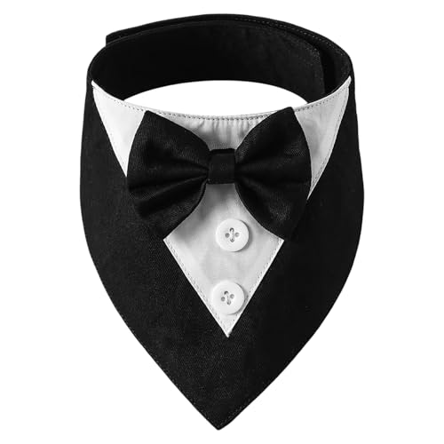 Poo4kark Pet Hundehalsband mit Fliege, verstellbar, für kleine Hunde, Hochzeiten, Partys, formelle Anlässe, weicher Polyesterstoff, stilvolles Modeaccessoire (Black, S) von Poo4kark
