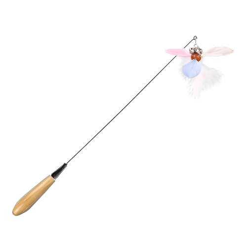 Poo4kark Pet Interaktives Katzenspielzeug Teaser Zauberstab mit Federn für Indoor-Spielübungen Langlebiger Tease Stick (Gold, 49cm) von Poo4kark