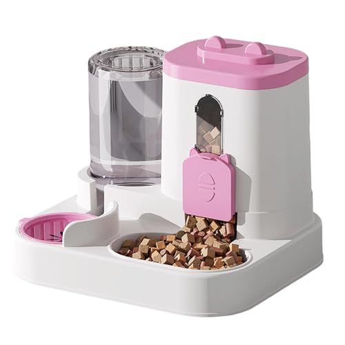 Poo4kark Pet Katzenfutter- Wasserspender, 2-in-1, automatischer Katzenfutterspender, 2er-Pack, große Kapazität, selbstfütternd, für kleine mittelgroße Hunde Welpen (One Size) von Poo4kark