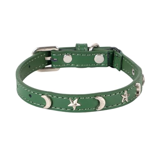 Poo4kark Pet Katzenhalsband, geeignet für Jungen Mädchen, mit elastischem Band, Stern Mond, verstellbare Schnalle, Halsband, geeignet für kleine große Katzen, Größe 20,3 – 30,5 cm (Green, 27.5cm) von Poo4kark