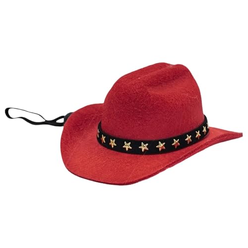 Poo4kark Pet Katzenhut für kleine, stylische Haustiermütze Denim mit Sternendruck, bequemes Katzenaccessoire Polyester für den Innen- Außenbereich (Red, M) von Poo4kark