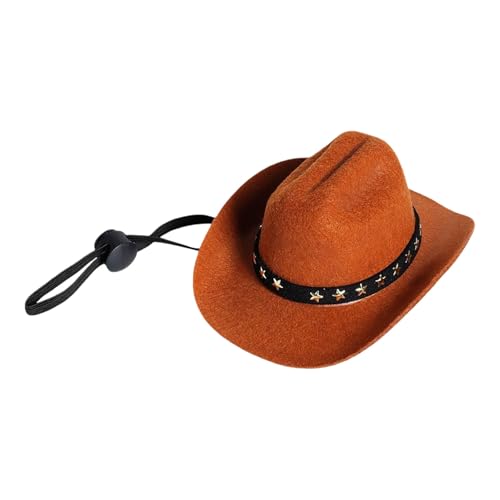 Poo4kark Pet Katzenhut für kleine, stylische Haustiermütze Denim mit Sternendruck, bequemes Katzenzubehör Polyester für den Innen- Außenbereich (Brown, S) von Poo4kark