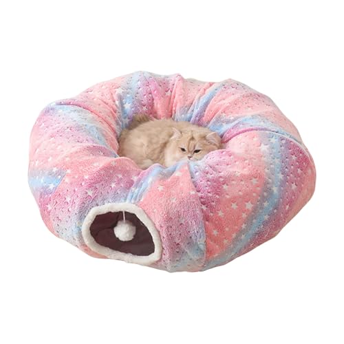 Poo4kark Pet Katzentunnel, Bettröhre, Vergnügungspark, faltbar, selbstleuchtender Flanellstoff, geeignet für große Katzen, kleine Tiere, Welpen, Grauer Mondstern (C, One Size) von Poo4kark