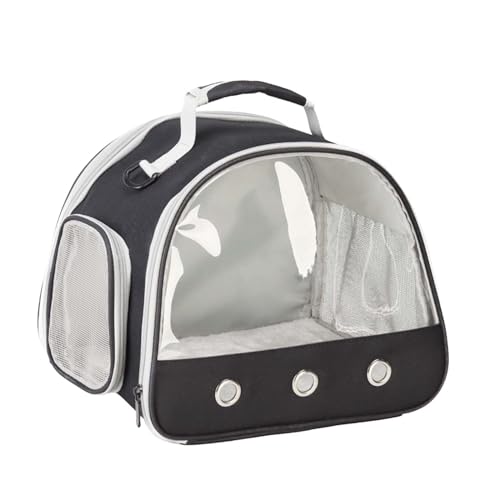 Poo4kark Pet Kleine Tiertasche, Outdoor-Reisetasche mit Riemen, transparent, atmungsaktiv, für Igel, Eichhörnchen, Hase, Hamster, Schildkröte (Black, One Size) von Poo4kark