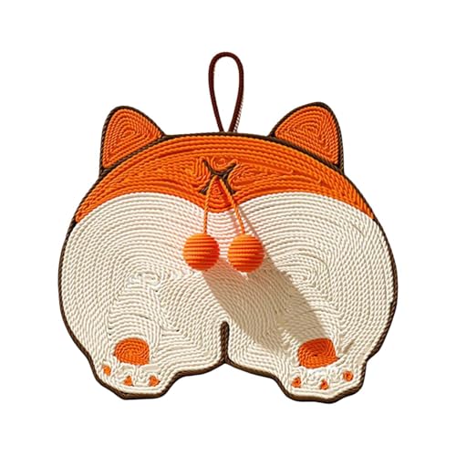 Poo4kark Pet Kratzmatte für Katzen, natürliches Sisal, Corgi-Form, Kratzmatten für Katzen, Rutschfestes Katzenkratzbrett, für Hauskatzen, horizontaler Katzenkratzbrett-Teppich (C, One Size) von Poo4kark
