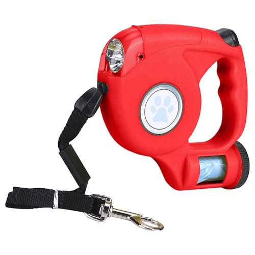 Poo4kark Pet LED-Hundeleine mit Kotbeutelspender, einziehbare, reflektierende Haustierleine für Spaziergänge im Freien, Nachtsichtbarkeit, langlebiges ABS-Material (A, 16X16X4.5CM) von Poo4kark