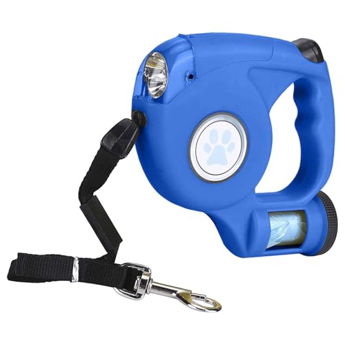 Poo4kark Pet LED-Hundeleine mit Kotbeutelspender, einziehbare, reflektierende Haustierleine für Spaziergänge im Freien, Nachtsichtbarkeit, langlebiges ABS-Material (C, 16X16X4.5CM) von Poo4kark