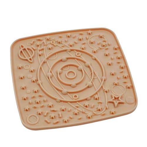 Poo4kark Pet Langsamer Futterspender, Leckmatte für Hunde, Silikon-Leckpad für Hunde, Angst- Schmutzspender für Welpen Katzen (Beige, 18x18cm) von Poo4kark
