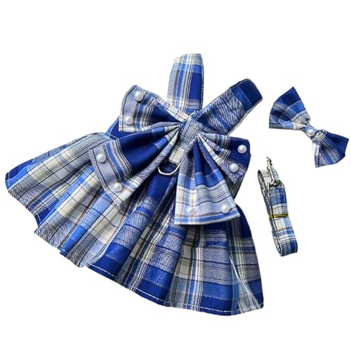 Poo4kark Pet Niedliches stylisches Hundegeschirrkleid mit Karomuster Schleife für kleine Hunde, perfekt für den Innen- Außenbereich, in verschiedenen Größen erhältlich (Blue, XL) von Poo4kark