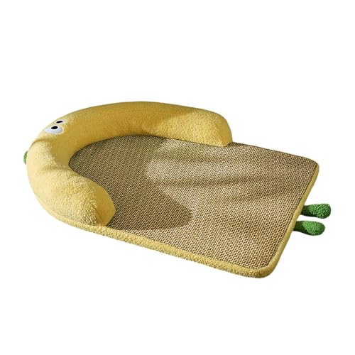Poo4kark Pet Pad Geeignet für Hunde Katzen Haustier Halbrund Pad Kühler mit Abnehmbares waschbares Katzenbett für den Innenbereich für Katzen (Yellow, 60x45cm) von Poo4kark