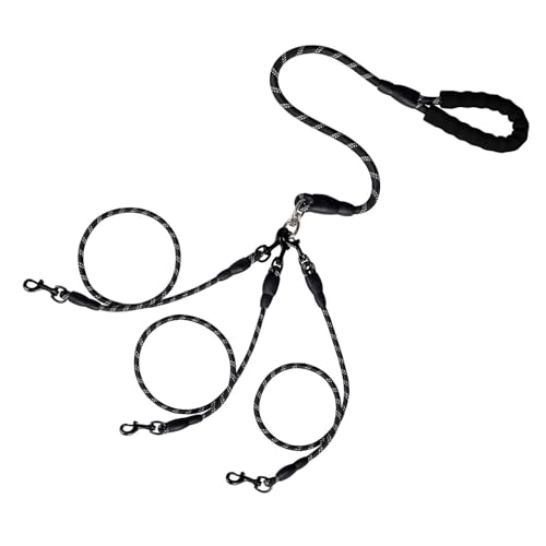 Poo4kark Pet Reflektierende Bungee-Hundeleine mit gepolsterten Griffen zum Laufen, Gehen, Outdoor-Aktivitäten, verstellbares Haustier für Katzen Hunde (Black, 2.2m) von Poo4kark