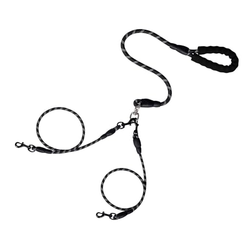 Poo4kark Pet Reflektierende Bungee-Hundeleine mit gepolsterten Griffen zum Laufen, Gehen, Outdoor-Aktivitäten, verstellbares Haustier für Katzen Hunde (Black, M) von Poo4kark