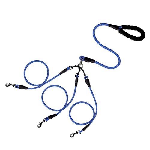 Poo4kark Pet Reflektierende Bungee-Hundeleine mit gepolsterten Griffen zum Laufen, Gehen, Outdoor-Aktivitäten, verstellbares Haustier für Katzen Hunde (Blue, 2.2m) von Poo4kark