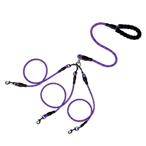 Poo4kark Pet Reflektierende Bungee-Hundeleine mit gepolsterten Griffen zum Laufen, Gehen, Outdoor-Aktivitäten, verstellbares Haustier für Katzen Hunde (Purple, 2.2m) von Poo4kark
