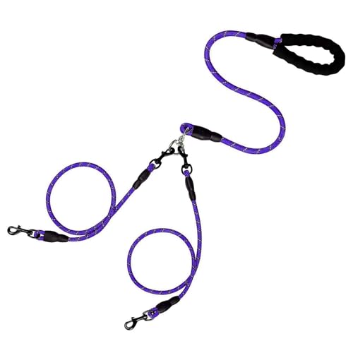 Poo4kark Pet Reflektierende Bungee-Hundeleine mit gepolsterten Griffen zum Laufen, Gehen, Outdoor-Aktivitäten, verstellbares Haustier für Katzen Hunde (Purple, L) von Poo4kark