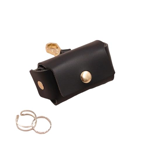 Poo4kark Pet Ring mit Initialen, Lederring für Ringbeutel für Heiratsanträge, Schmuckaufbewahrungstasche für Hundehalsband (Black, 2.5x5.7cm) von Poo4kark