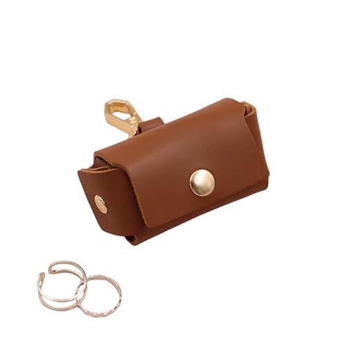 Poo4kark Pet Ring mit Initialen, Lederring für Ringbeutel für Heiratsanträge, Schmuckaufbewahrungstasche für Hundehalsband (Brown, 2.5x5.7cm) von Poo4kark