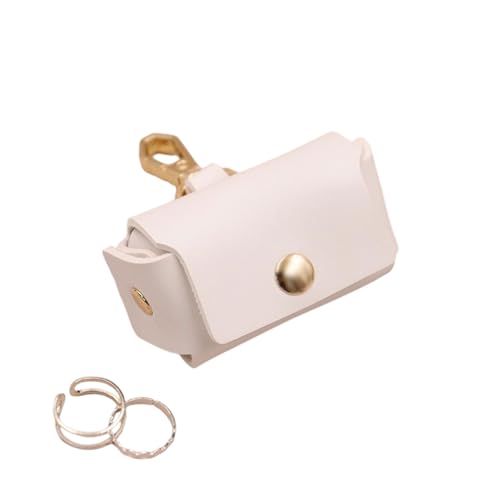 Poo4kark Pet Ring mit Initialen, Lederring für Ringbeutel für Heiratsanträge, Schmuckaufbewahrungstasche für Hundehalsband (White, 2.5x5.7cm) von Poo4kark