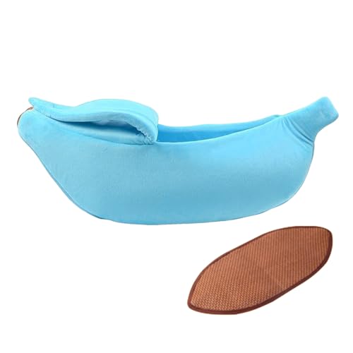 Poo4kark Pet Sommermatten-Set, Bananenbett für Haustiere, Katzen Hunde, Haustierbett in Bananenform, warm, weich, Bananen-Katzenbetten für Hauskatzen, Bananen-Haustierbett für Katzen (Sky Blue, S) von Poo4kark
