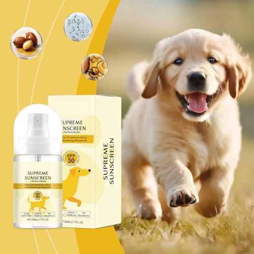 Poo4kark Pet Sonnenschutzspray für Hunde, für sanfte, mit Vitamin E angereicherte Outdoor-Hautpflege für Hunde, 80 ml (Yellow, 12.4x3.7cm) von Poo4kark