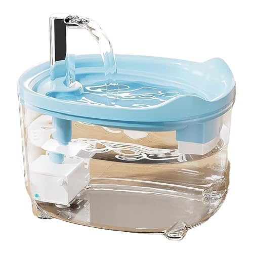 Poo4kark Pet Wasser Dreifachfilter Haustierwasser 2025 50,72 OZ/1,5 l Automatisch Katze Hund Leise Mit LED-Anzeige Für Katzen Hunde (Blue, One Size) von Poo4kark