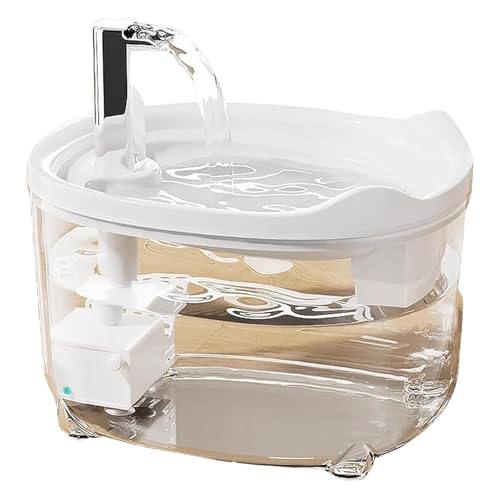 Poo4kark Pet Wasser Dreifachfilter Haustierwasser 2025 50,72 OZ/1,5 l Automatisch Katze Hund Leise Mit LED-Anzeige Für Katzen Hunde (White, One Size) von Poo4kark