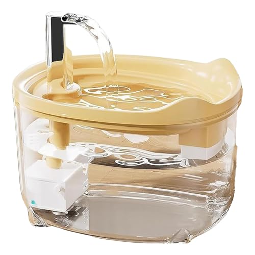 Poo4kark Pet Wasser Dreifachfilter Haustierwasser 2025 50,72 OZ/1,5 l Automatisch Katze Hund Leise Mit LED-Anzeige Für Katzen Hunde (Yellow, One Size) von Poo4kark