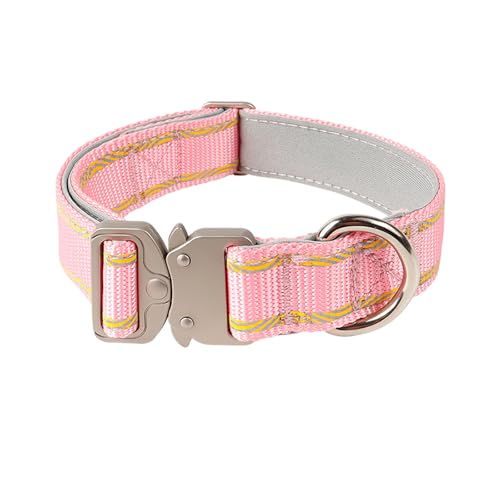 Poo4kark Reflektierende Hundehalsbänder Nylon, verstärkt, strapazierfähig, mit Schnellverschluss Metall, verstellbar für mittelgroße große Hunde (28–36 cm), 1 Stück (28x2.5cm) von Poo4kark