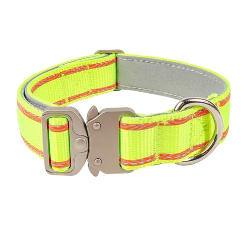 Poo4kark Reflektierende Hundehalsbänder Nylon, verstärkt, strapazierfähig, mit Schnellverschluss Metall, verstellbar für mittelgroße große Hunde (28–36 cm), 1 Stück (Green, 28x2.5cm) von Poo4kark