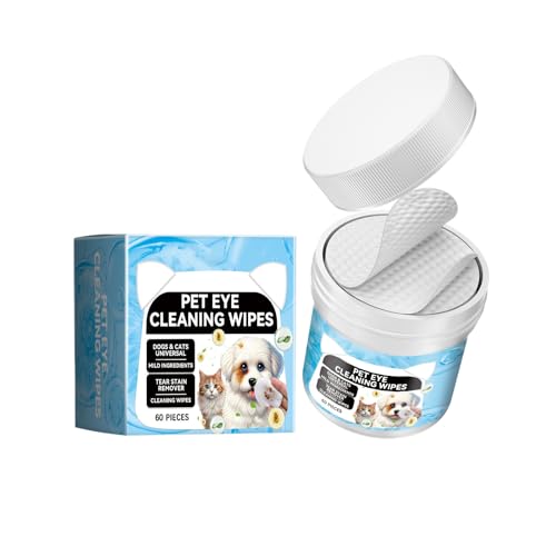 Poo4kark Reinigungstücher für die Augen von Haustieren, für Katzen Hunde, milde Tücher zur Augenreinigung gegen Schmutz Tränen (Blue, 7.6cm) von Poo4kark