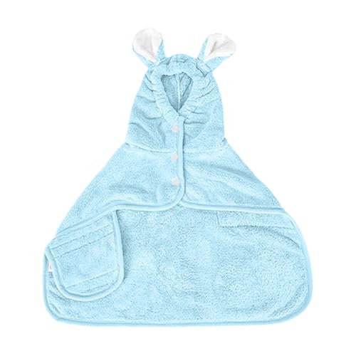 Poo4kark Schnelltrocknender Bademantel für Haustiere mit saugfähigem Korallenvlies, ideal für Katzen Hunde nach dem Baden, vielseitig einsetzbar im Innen- Außenbereich (Sky Blue, XL) von Poo4kark