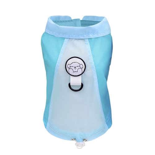 Poo4kark Sommer-Hundehemden für kleine Hunde, weiche Welpenweste mit Leinenring, Haustier-T-Shirt, ärmellos, Tanktop, leichtes Basic-T-Shirt für Chihuahua, Yorkie (Blue, L) von Poo4kark