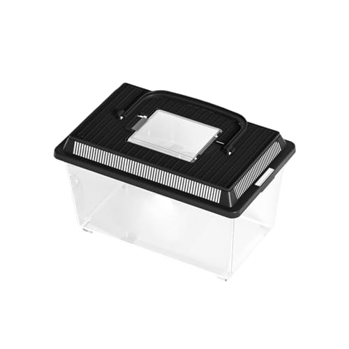 Poo4kark Standard-Faunarium-Transportbehälter für Reptilientanks, Futterboxen mit, Tank Critter für die Fütterung von Haustier-Geckos Fröschen (Black, 23x13x15.5cm) von Poo4kark