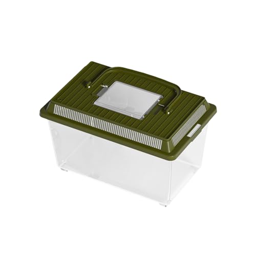Poo4kark Standard-Faunarium-Transportbehälter für Reptilientanks, Futterboxen mit, Tank Critter für die Fütterung von Haustier-Geckos Fröschen (Green, 23x13x15.5cm) von Poo4kark