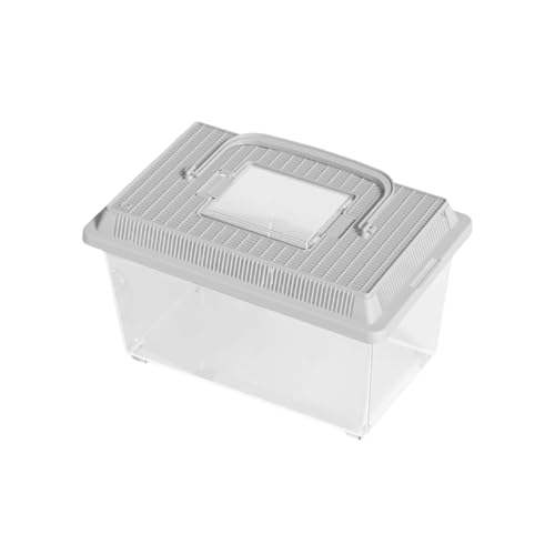 Poo4kark Standard-Faunarium-Transportbehälter für Reptilientanks, Futterboxen mit, Tank Critter für die Fütterung von Haustier-Geckos Fröschen (Grey, 23x13x15.5cm) von Poo4kark