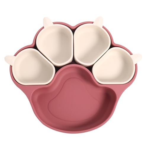 Poo4kark Thanksgiving Multifunktionaler Silikonnapf Kindernapf Haustiernapf Katzen- Hundenapf-Set Silikonteller für Kinder Teller mit Saugnapf Katzensilikonteller in Katzenform (Red, One Size) von Poo4kark