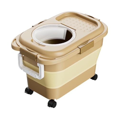 Poo4kark Tierfutterbehälter für Hunde Katzen, faltbar versiegelt, mit transparentem Klappdeckel, Aufbewahrungslösung mit Rädern breiter Öffnung für Haustiere (B, One Size) von Poo4kark