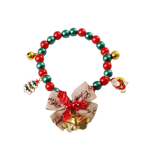 Poo4kark Weihnachtshalsband für Haustiere, Feiertagshalskette für Hunde Katzen mit festlichem, verstellbarem Welpenzubehör für kleine, mittelgroße große Tiere (C, 22cm) von Poo4kark
