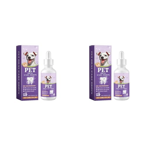 Poo4kark Zahnreinigungs Tropfen für Hunde & Katzen, 30ML Haustier-Mundspray Saubere Zähne, Dentalspray Pet Atemerfrischer Spray Care Cleaner (2PCS, 30ML) von Poo4kark
