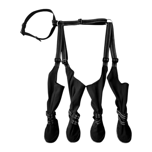 Robuste Hundestiefel mit Rutschfester Sohle Sicherheitsgurt für alle Wetterbedingungen innen draußen (Black, XXXXL) von Poo4kark